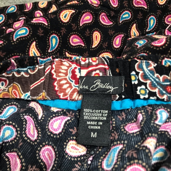 Vera Bradley Corduroy Pants Sz Med Elastic Waist - Picture 2 of 5